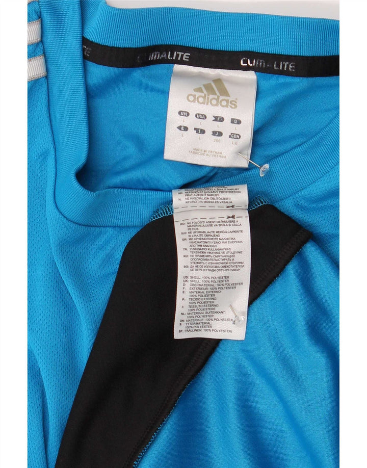 T-shirt Adidas Climalite da uomo, grande, in poliestere color block blu