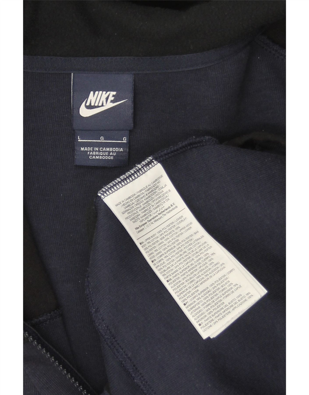 Felpa con cappuccio e zip Nike da uomo, grande, in cotone color block blu navy