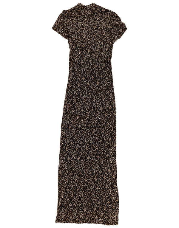 WALLIS Womens Petite Lace Maxi Dress UK 8 Small Black Floral Viscose