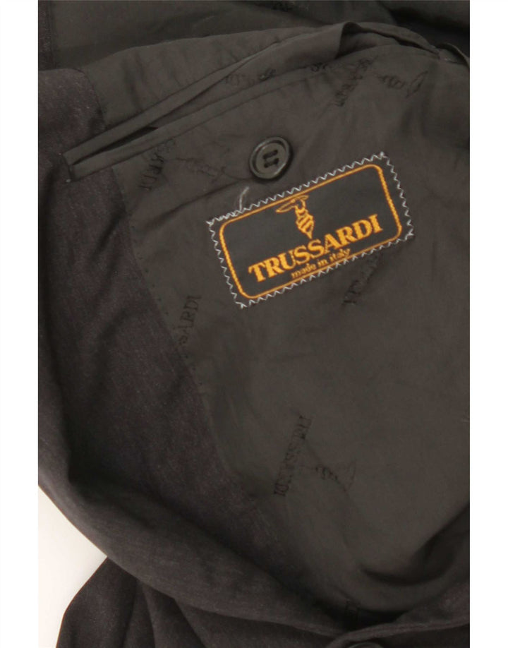 Giacca Blazer 2 Bottoni Trussardi Uomo IT 48 Media Nera Lana Vergine