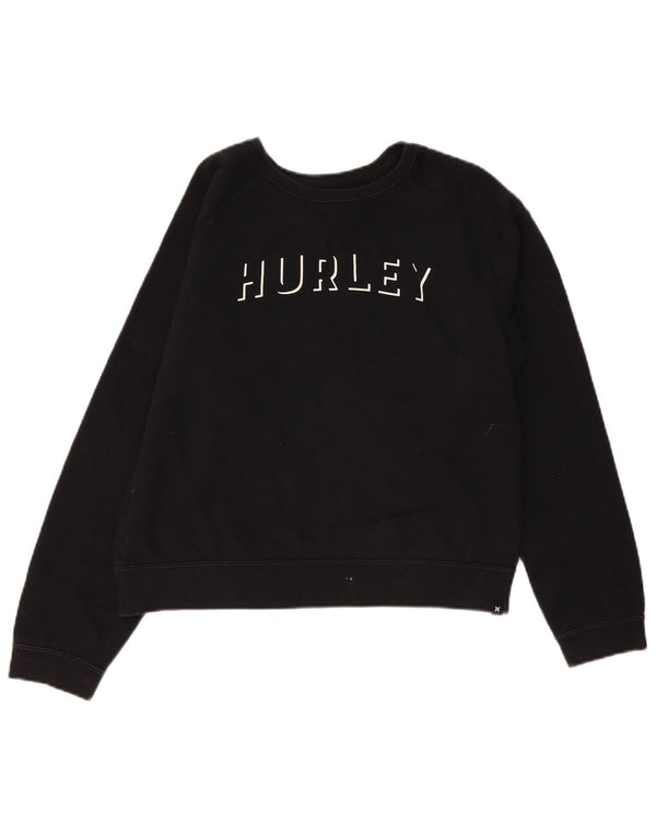 Felpa con grafica corta oversize da donna Hurley, maglione UK 10, piccola, nera