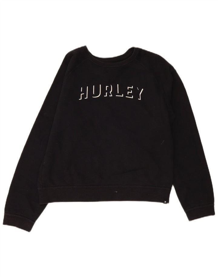 Felpa con grafica corta oversize da donna Hurley, maglione UK 10, piccola, nera