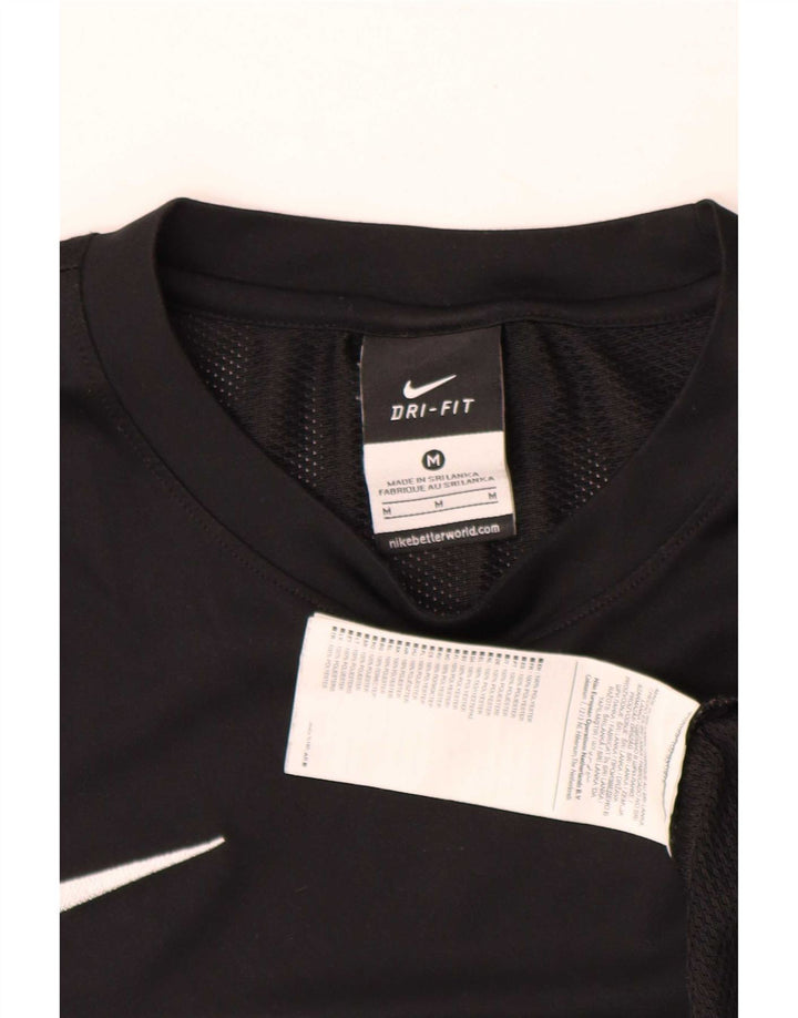 T-shirt Nike da uomo Dri Fit, top in poliestere color block medio nero