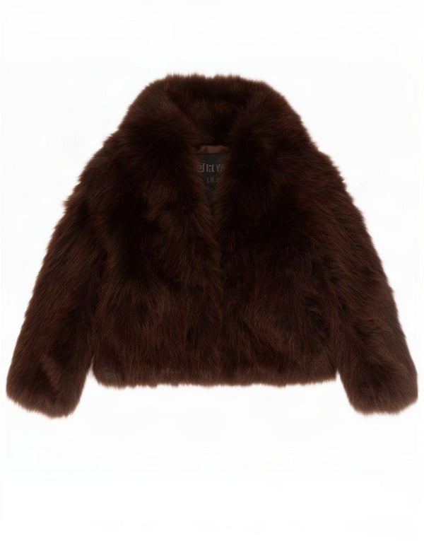 Giacca oversize in pelliccia sintetica Zara da donna UK 14 Poliestere marrone medio