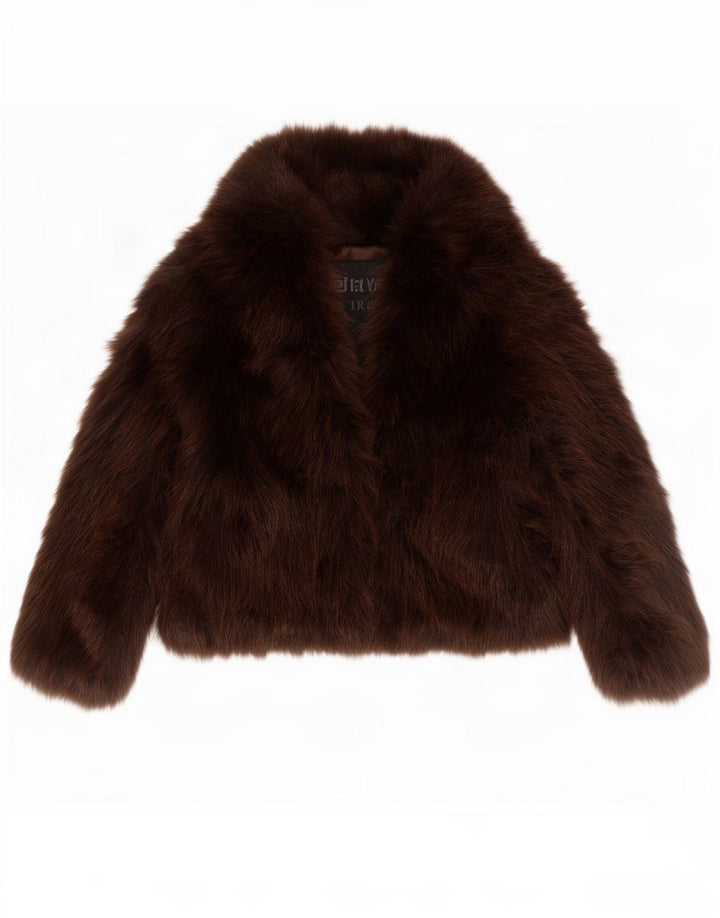 Giacca oversize in pelliccia sintetica Zara da donna UK 14 Poliestere marrone medio