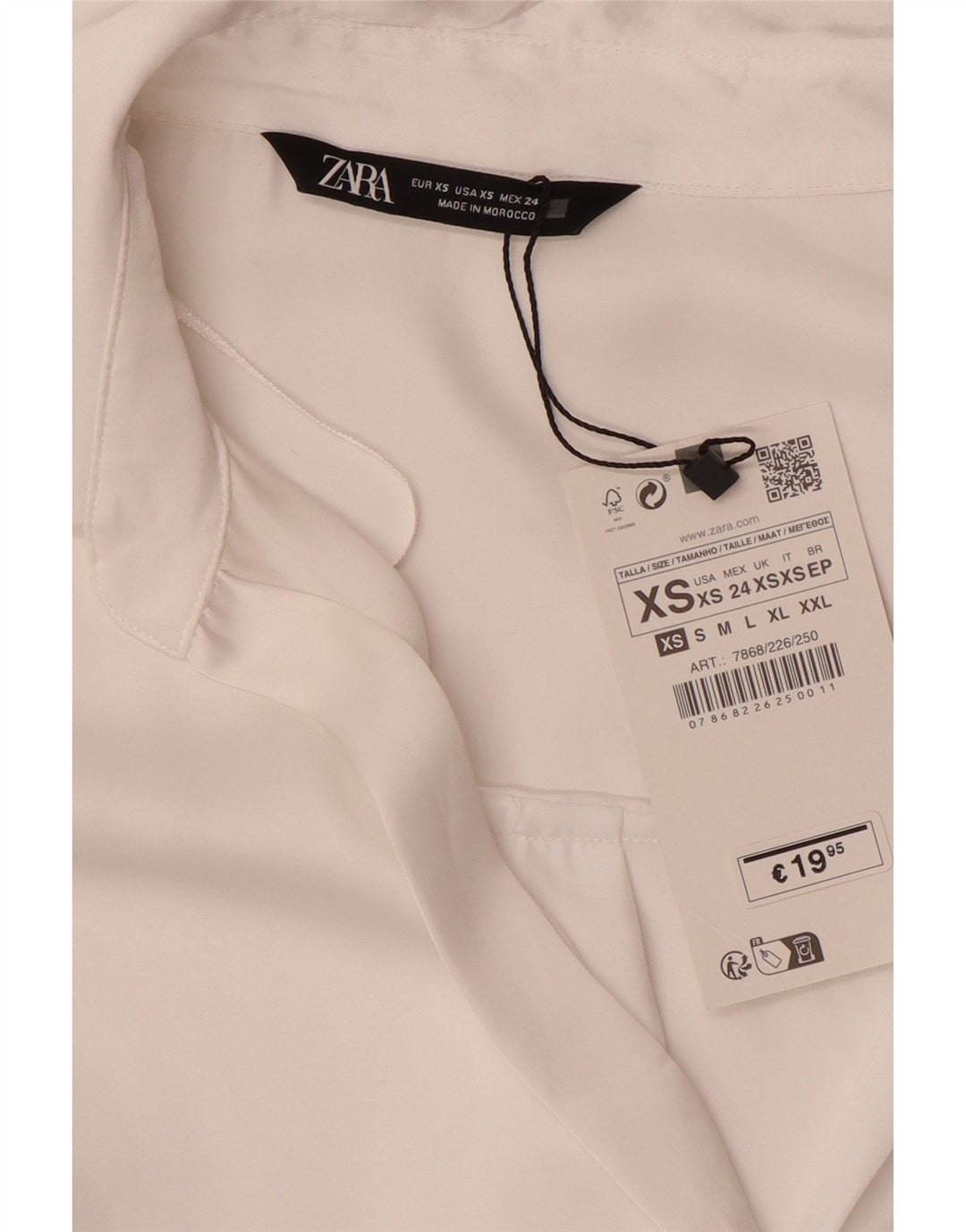 Camicia oversize da donna ZARA UK 6 XS poliestere bianco