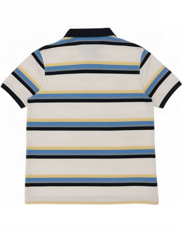 Crew Clothing Mens Rugby Polo Shirt Large White Striped Cotton