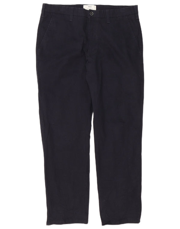 Pantaloni chino vestibilità regolare da uomo Marks & Spencer W34 L29 cotone blu navy
