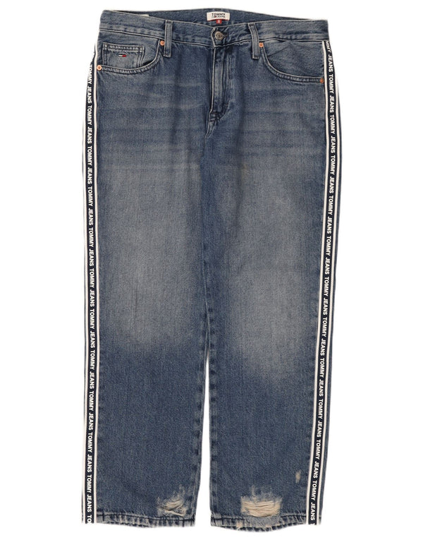 Jeans dritti con grafica da donna Tommy Hilfiger W31 L28 cotone blu