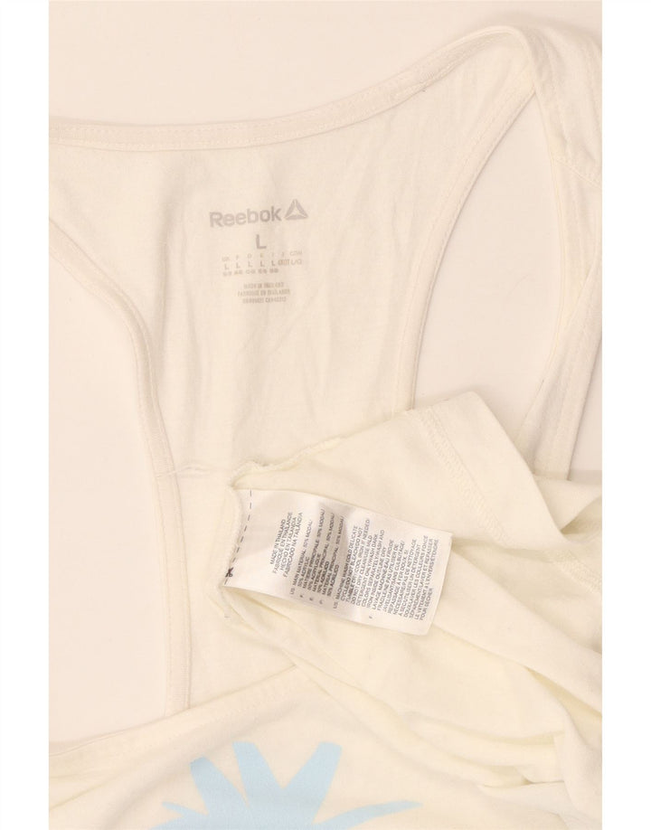 REEBOK Canottiera grafica da donna UK 16/18 Large Bianco Modal