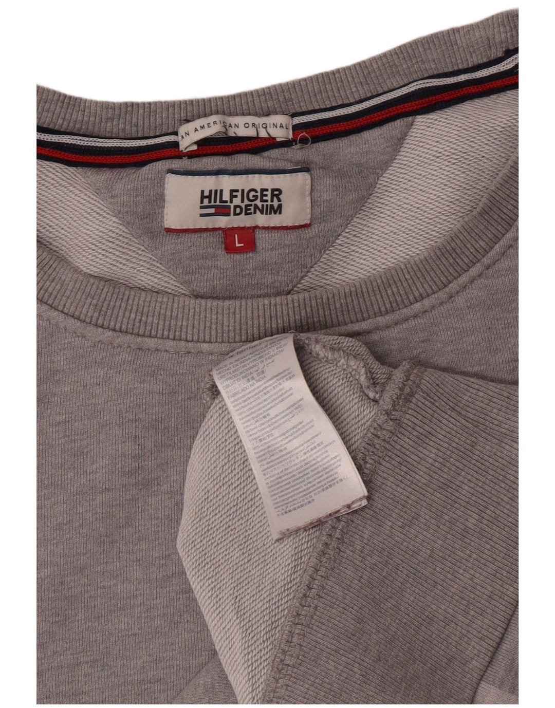 Tommy Hilfiger Felpa grafica da uomo Maglione grande cotone grigio