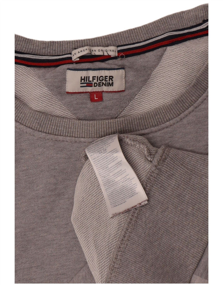 Tommy Hilfiger Felpa grafica da uomo Maglione grande cotone grigio