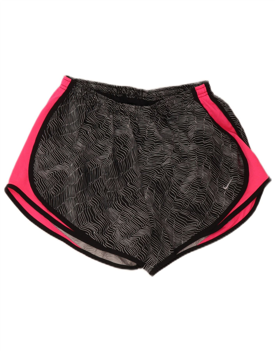 Pantaloncini sportivi NIKE Dri Fit da donna UK 16 Large Nero Colourblock Poliestere