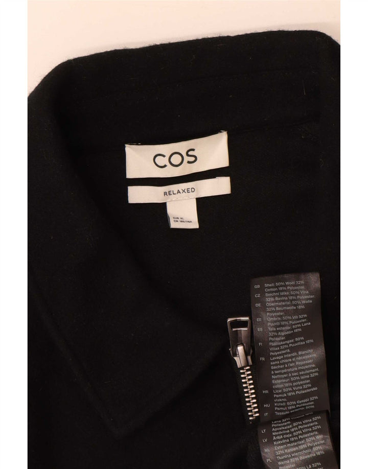 Maglione maglione rilassato da uomo con collo a polo XL in lana nera