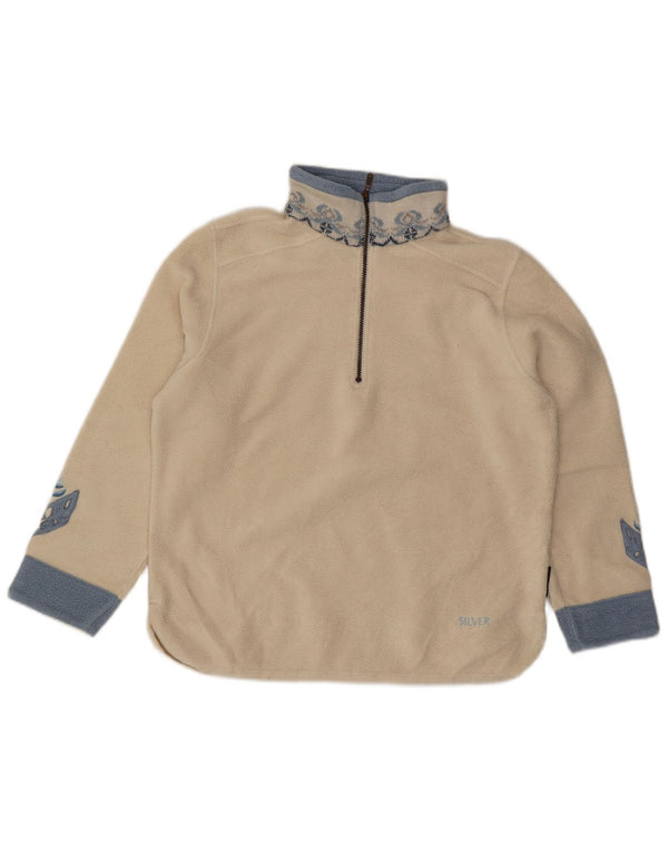 Maglione in pile da donna con collo e zip POLARTEC UK 16 grande poliestere bianco