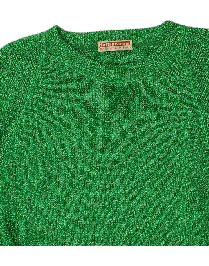 VINTAGE Womens Crew Neck Jumper Sweater UK 16 Large Green Polyester Vintage Vintage and Second-Hand Vintage from Messina Hembry 