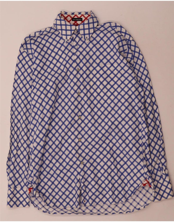 Camicia da uomo Tommy Hilfiger piccola in cotone geometrico blu
