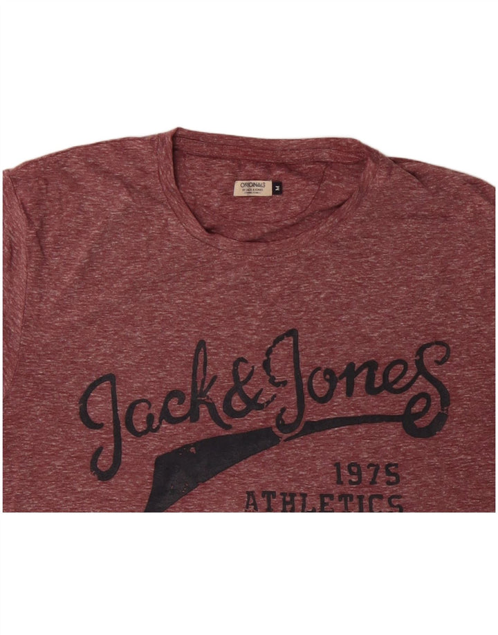 JACK & JONES T-shirt grafica da uomo Top in poliestere mélange medio bordeaux