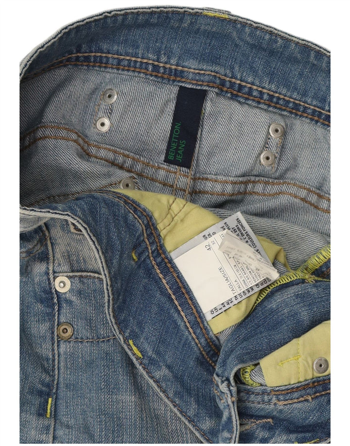 Gonna mini denim da donna Benetton IT 42 media W32 blu cotone