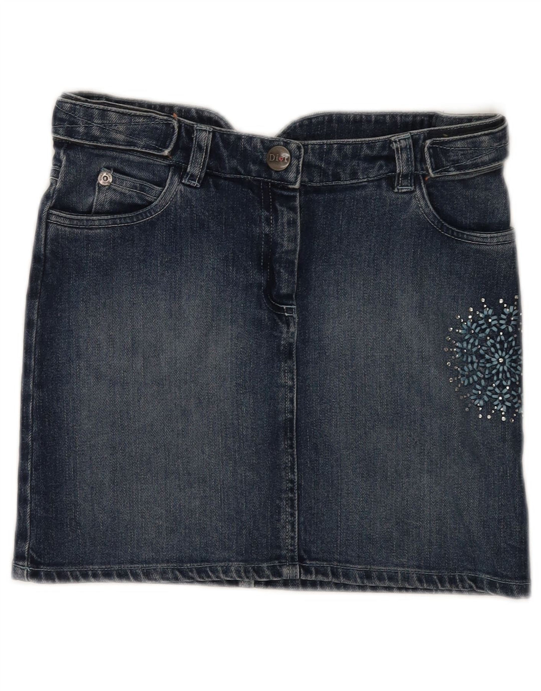 CHRISTIAN DIOR Mini Gonna di Jeans per Bambina 9-10 Anni W25 Blu Floreale in Cotone