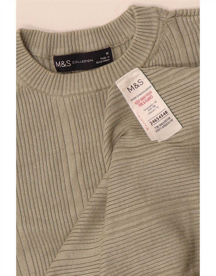 Marks & Spencer Top da donna a maniche lunghe UK 16 Large in viscosa kaki