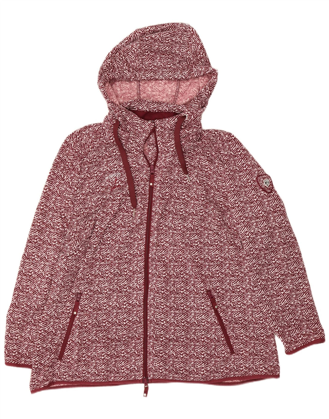 COLLECTION Womens Zip Hoodie Sweater UK 24 4XL  Red Herringbone Polyester