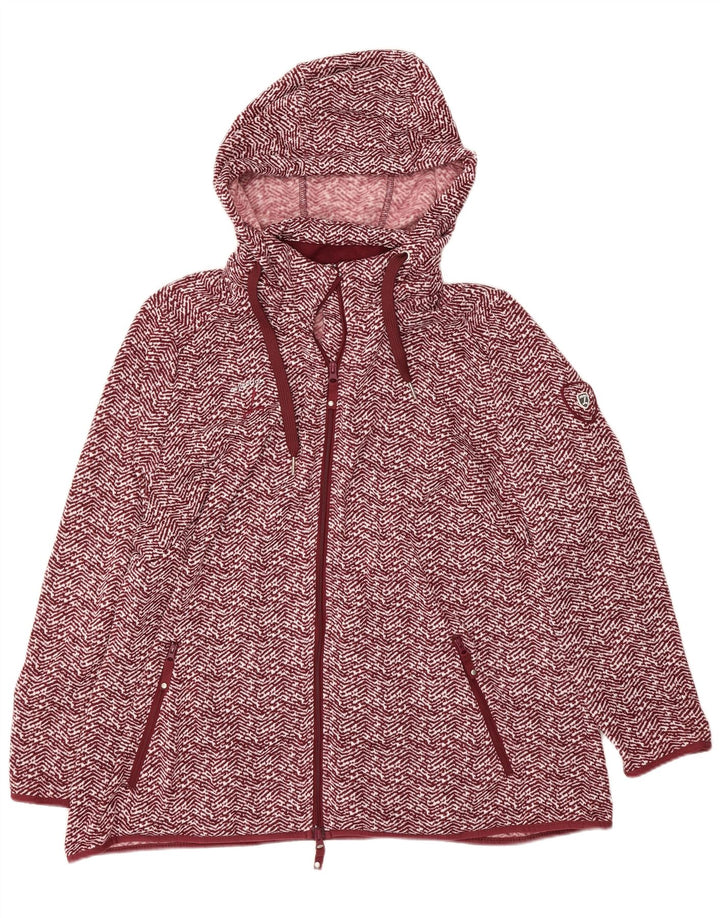 COLLECTION Womens Zip Hoodie Sweater UK 24 4XL  Red Herringbone Polyester