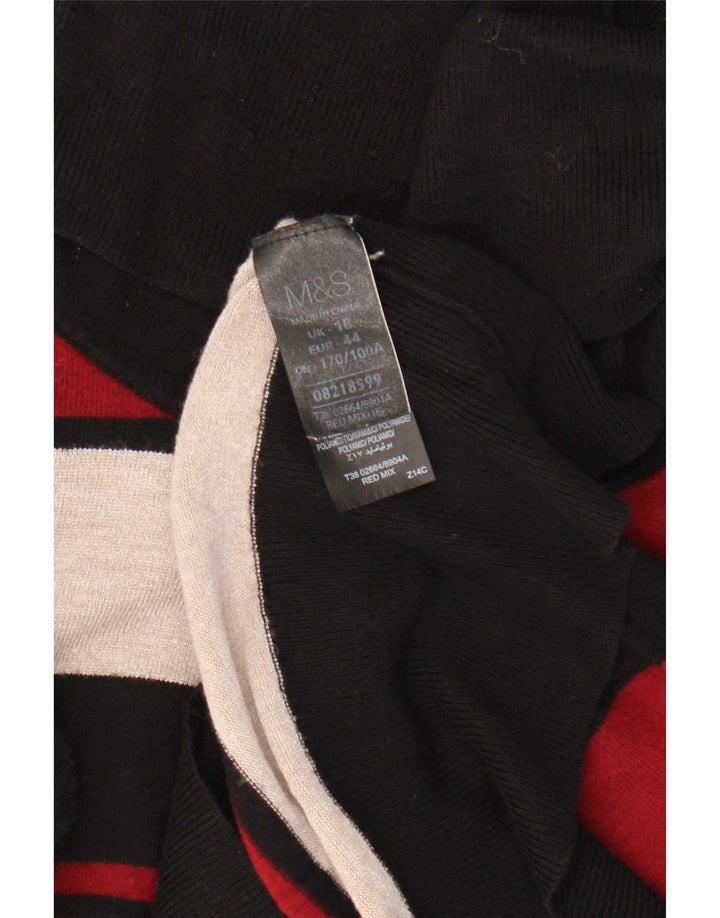 Maglione maglione a collo alto da donna Marks & Spencer UK 16 grandi strisce rosse