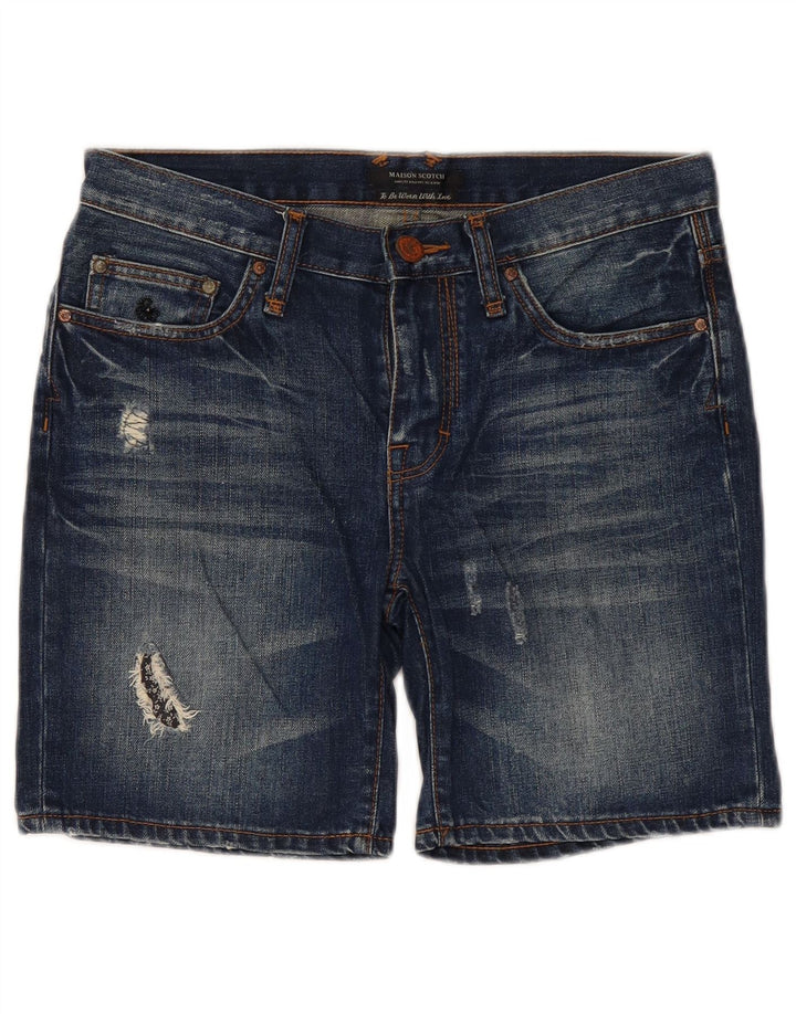 Pantaloncini di jeans invecchiati Maison Scotch da donna W32 Blu medio