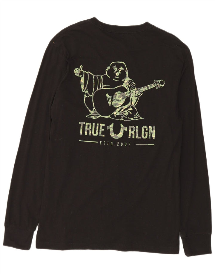 True Religion Top grafico da uomo a maniche lunghe piccolo in cotone nero