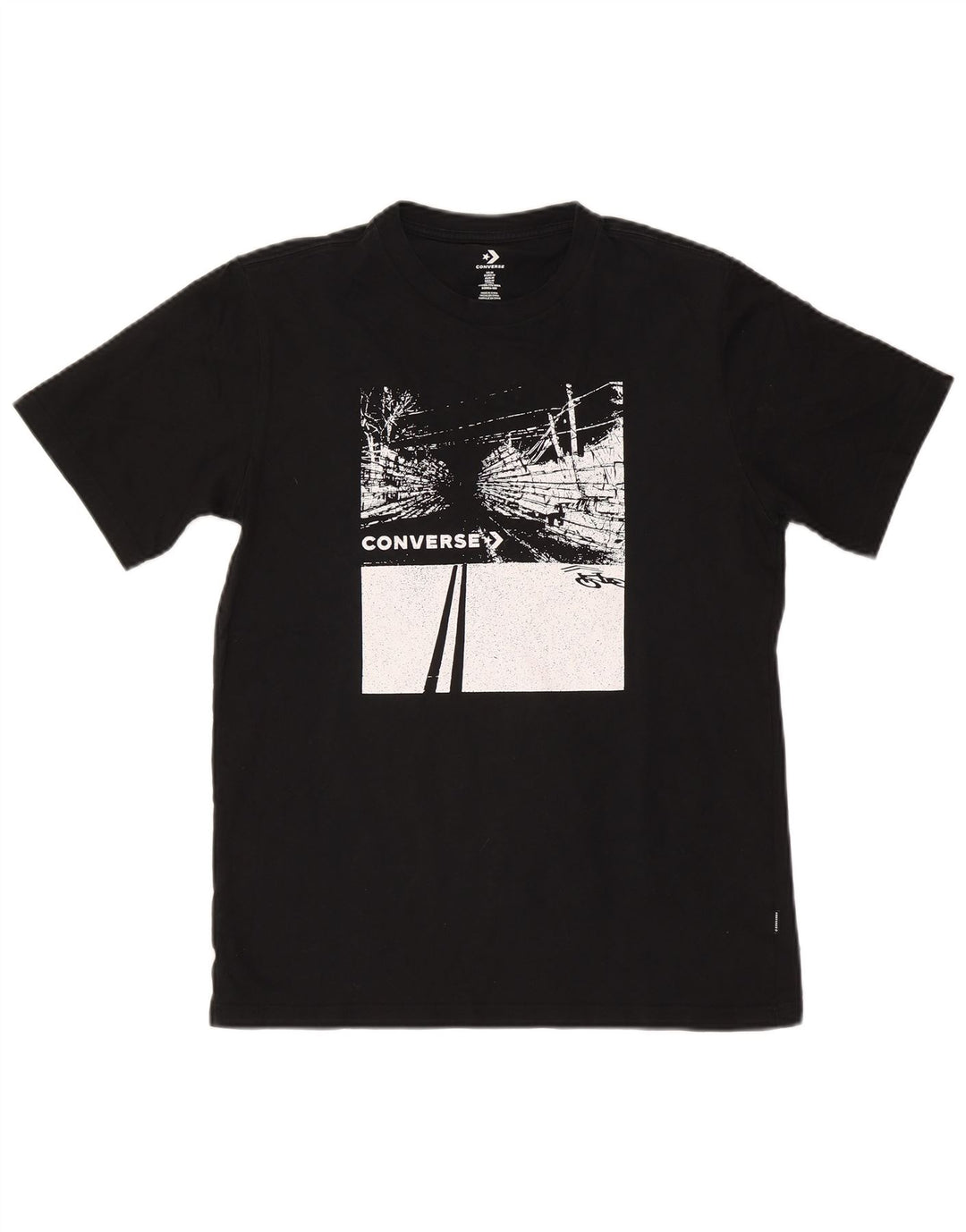 T-shirt grafica da uomo Converse Top in cotone nero medio