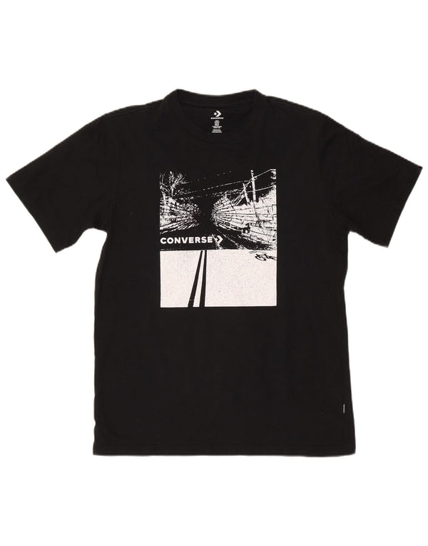 T-shirt grafica da uomo Converse Top in cotone nero medio