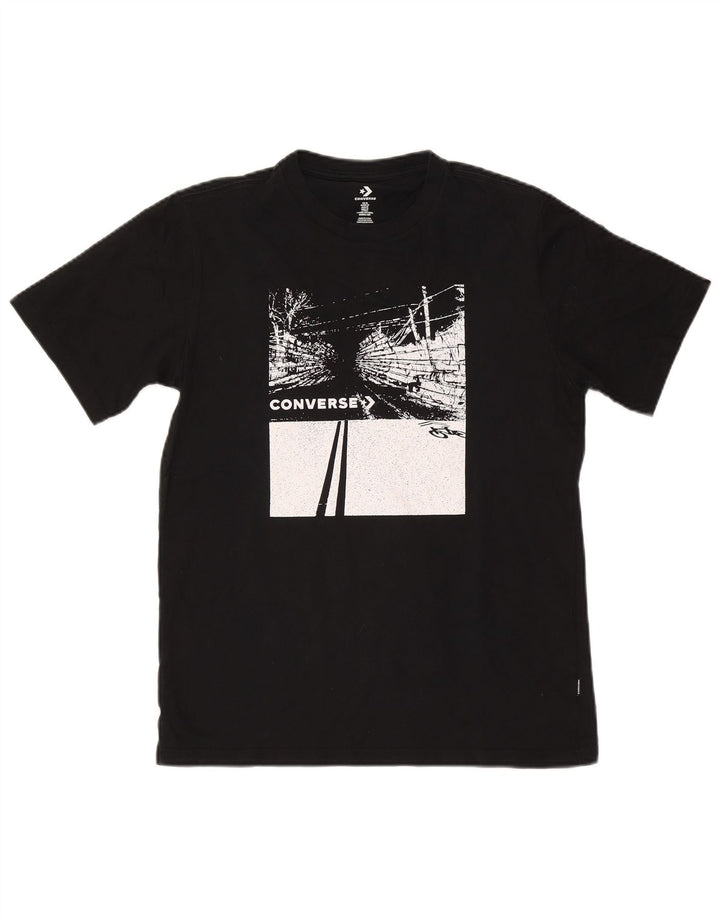T-shirt grafica da uomo Converse Top in cotone nero medio