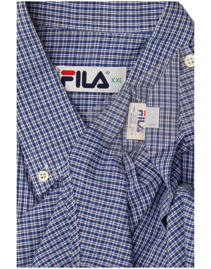 Camicia Fila da uomo a maniche corte 2XL in cotone a quadri blu
