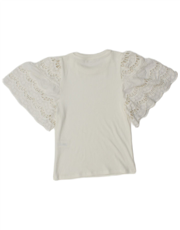 Top corto a pipistrello corto da donna Zara UK 8 piccolo in viscosa bianca