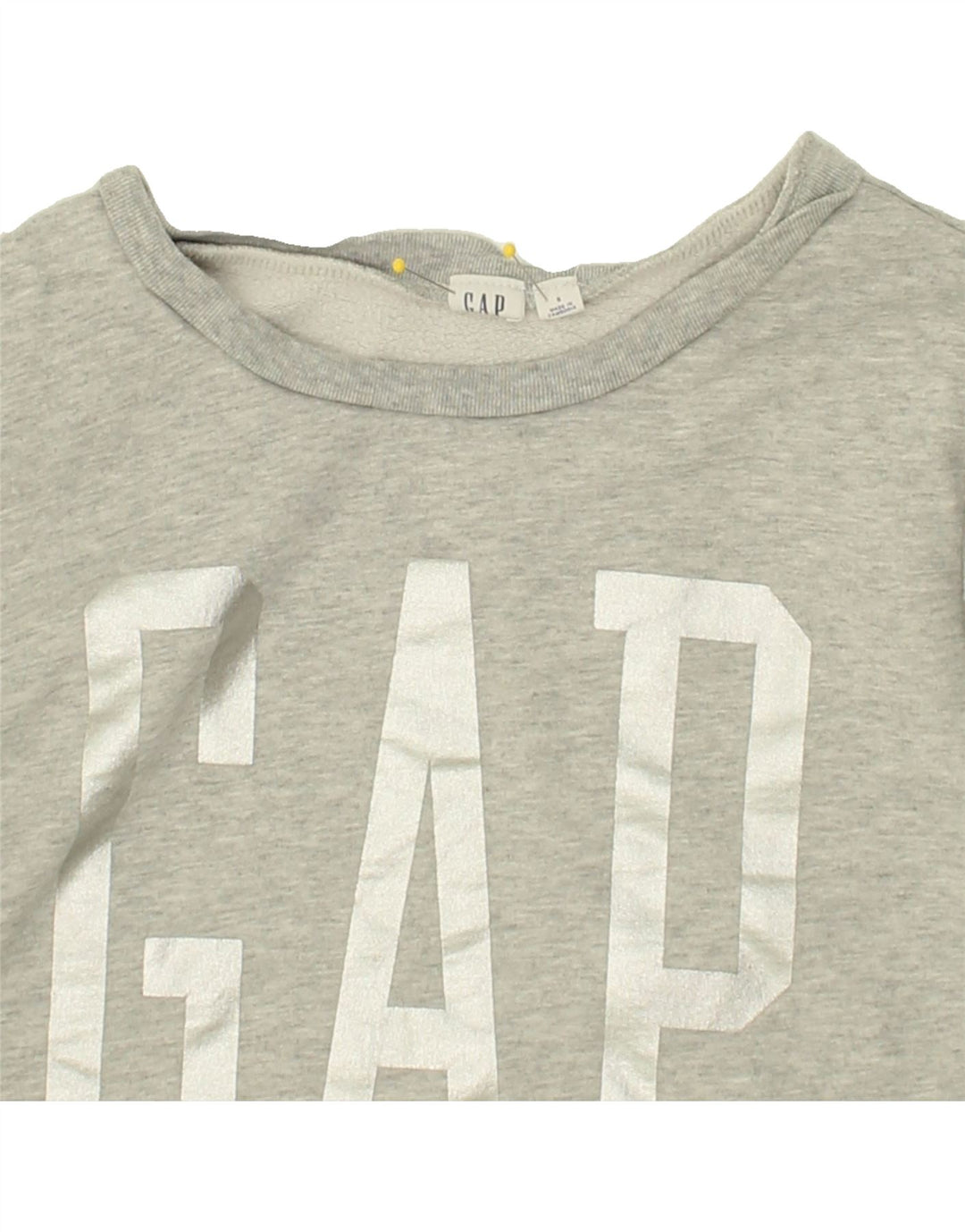 GAP Womens Graphic Sweatshirt Jumper UK 10 Small Grey Cotton Vintage Gap and Second-Hand Gap from Messina Hembry 
