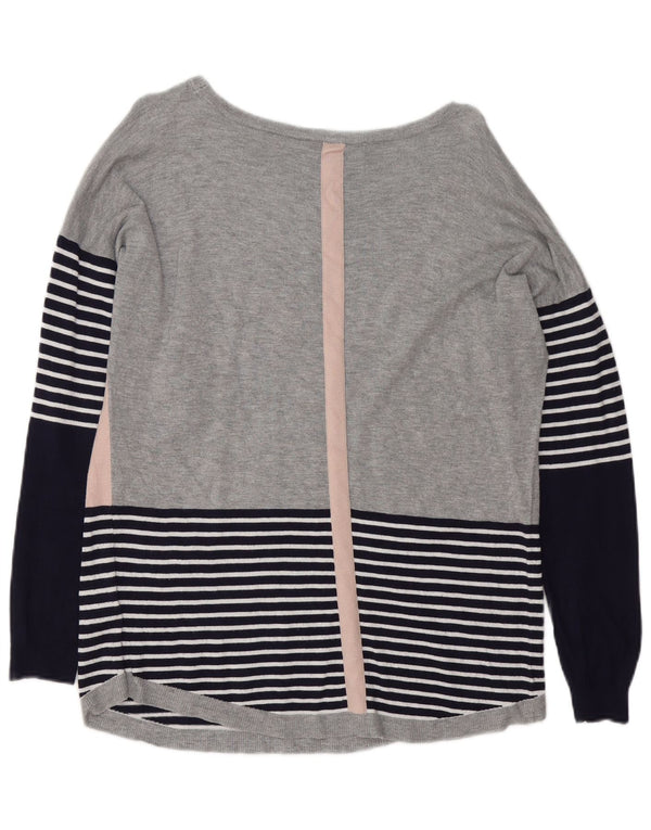 Maglione maglione con scollo a barca da donna Oasis UK 14 a righe multicolori medie