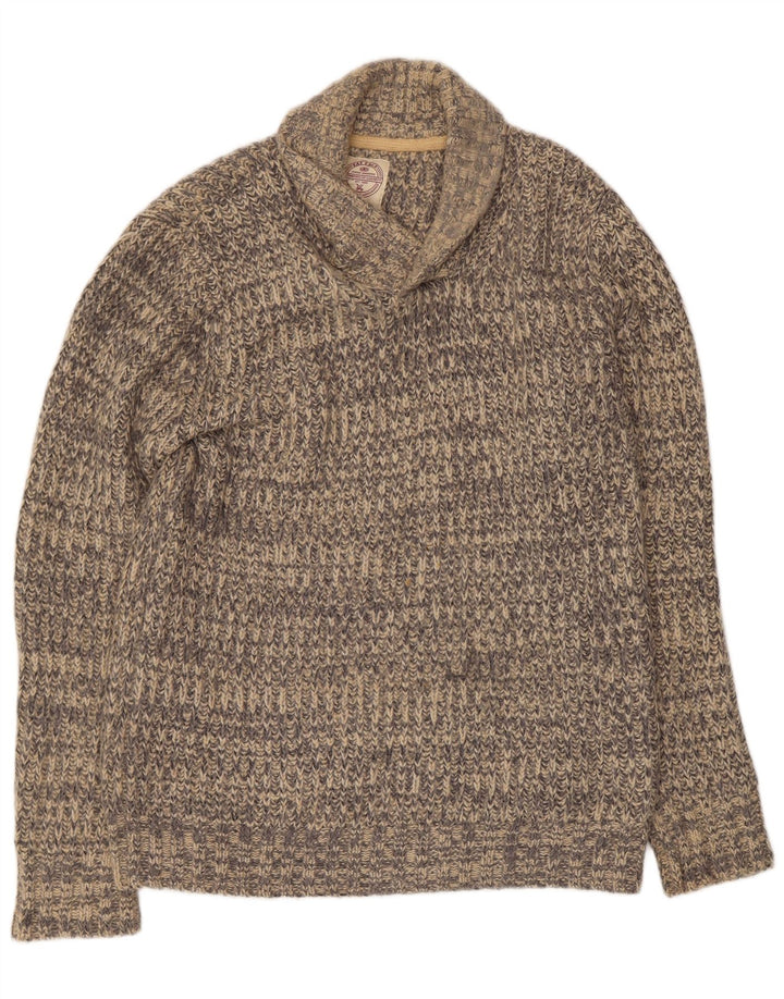 Maglione da uomo con collo a scialle Fat Face Acrilico chiazzato grigio medio