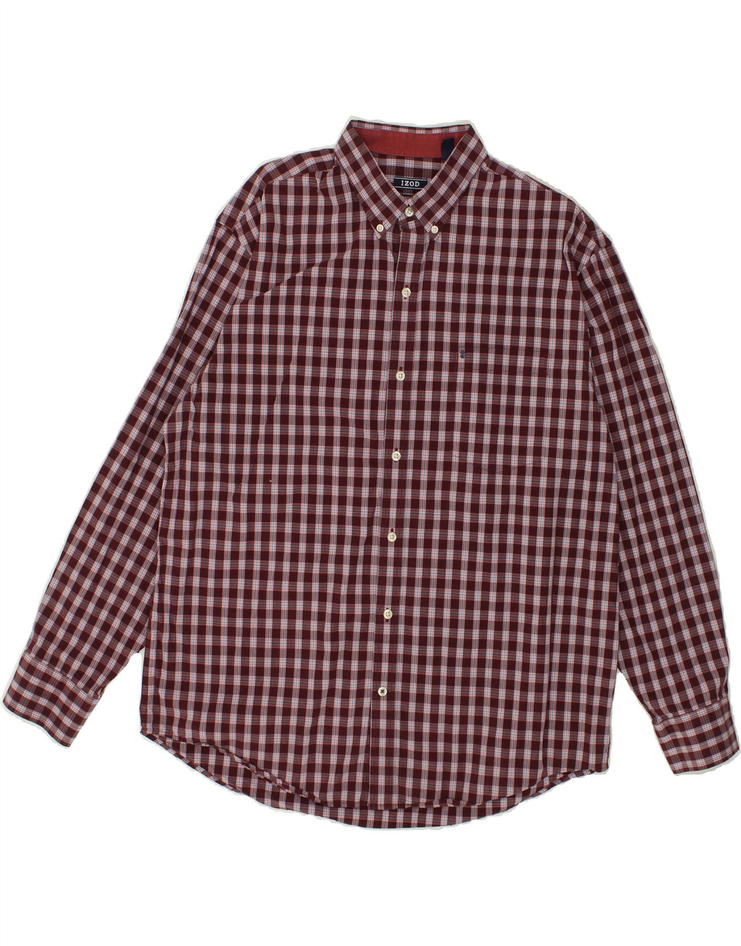 IZOD Mens Shirt Large Burgundy Check Cotton Vintage Izod and Second-Hand Izod from Messina Hembry 