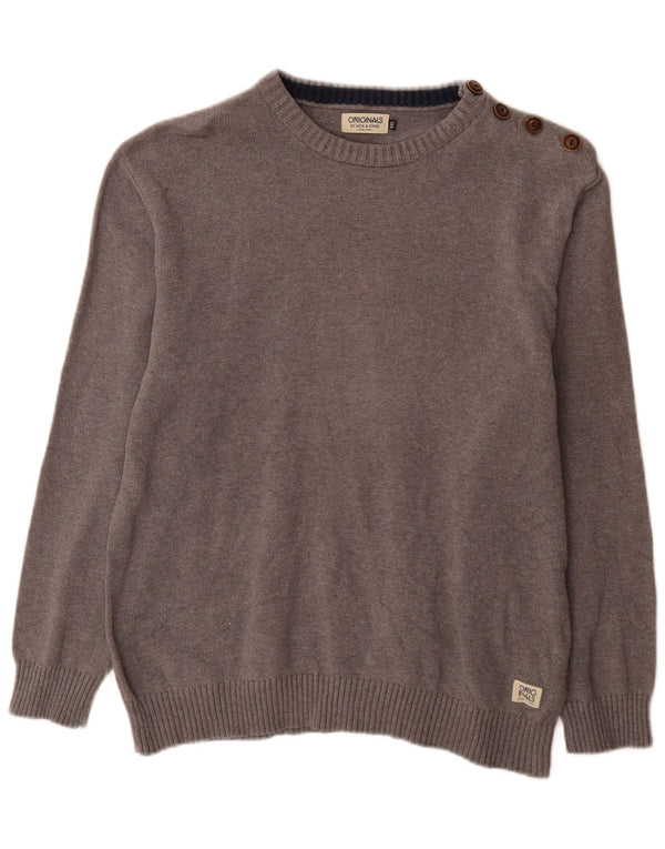 Maglione maglione con scollo a barca da uomo Jack & Jones 2XL cotone grigio