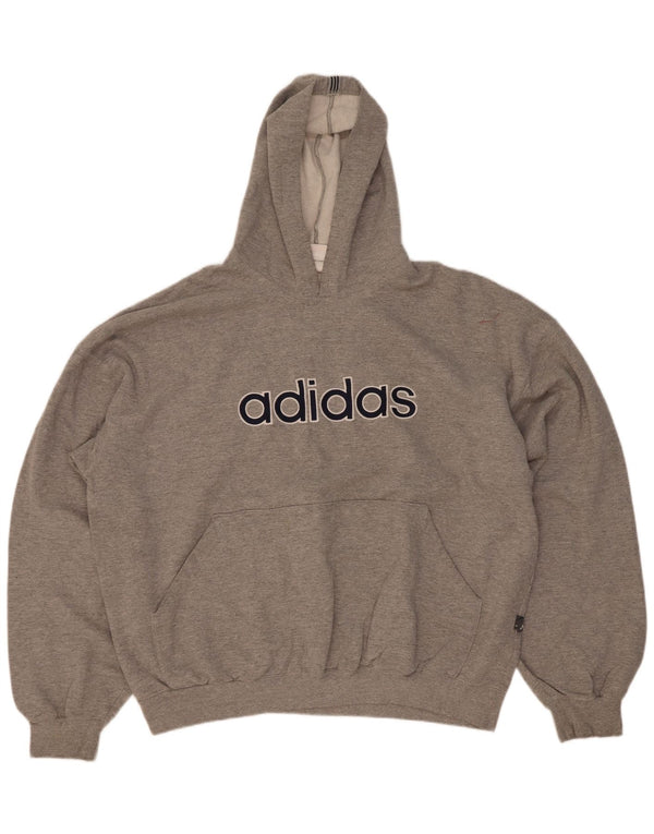Felpa con cappuccio grafica da uomo Adidas XL in cotone chiazzato grigio