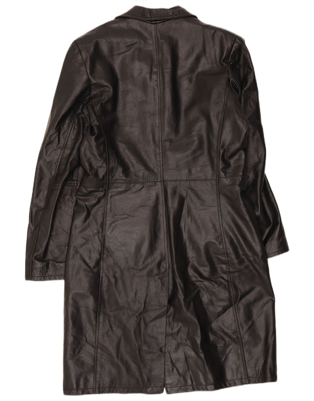 Cappotto in pelle vintage da donna UK 18 XL in pelle nera