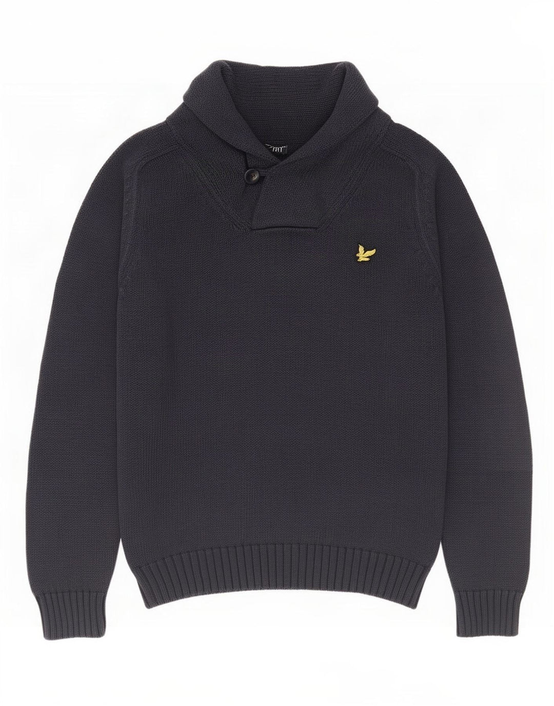 Lyle & Scott Maglione da uomo con collo a scialle in cotone medio blu navy