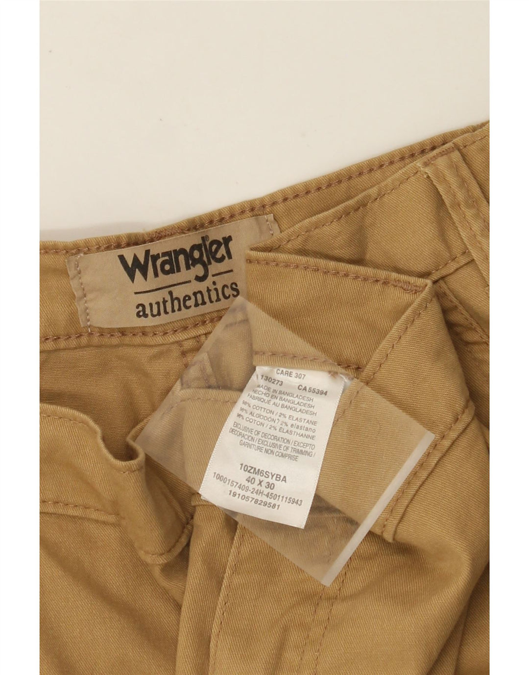 Pantaloni cargo dritti autentici da uomo WRANGLER W40 L30 cotone beige