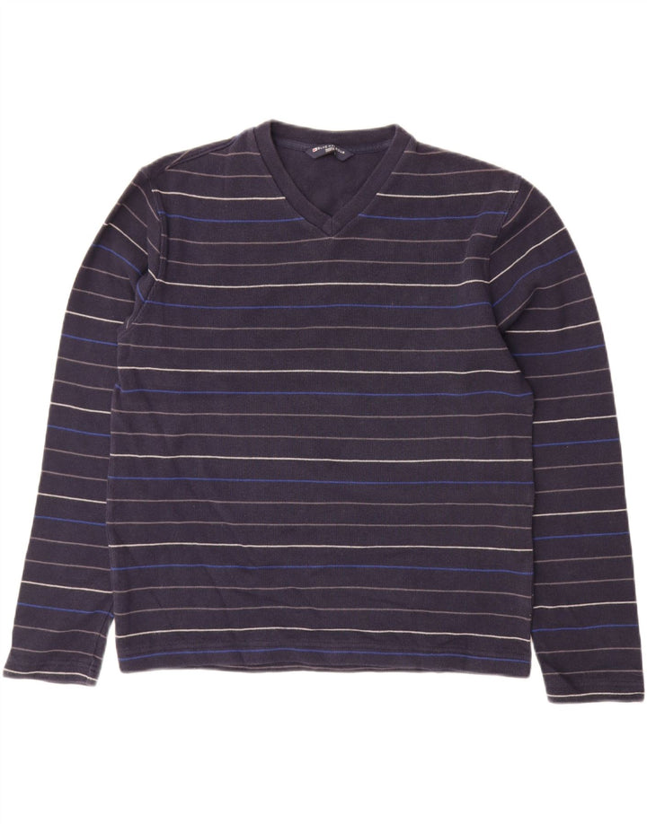 MARKS & SPENCER Maglione da uomo con scollo a V UK 38/40 Medio Blu navy