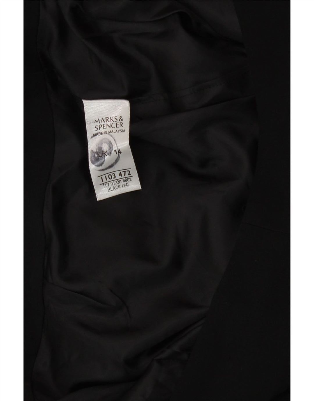 Gonna a tubino da donna Marks & Spencer UK 14 grande W32 poliestere nero