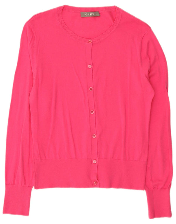 Maglione cardigan da donna Oasis UK 14 grande cotone rosa
