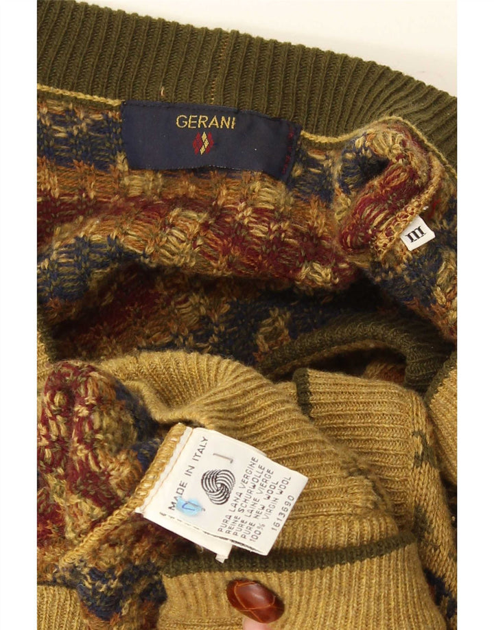 Maglione cardigan da uomo Gerani grande lana floreale beige