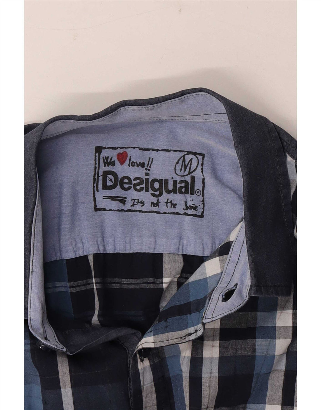 Camicia Desigual da uomo in cotone a quadri blu navy medio