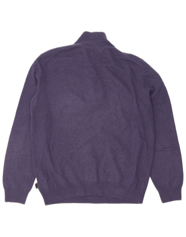 Hugo Boss Maglione da uomo con zip e collo grande in lana vergine blu navy